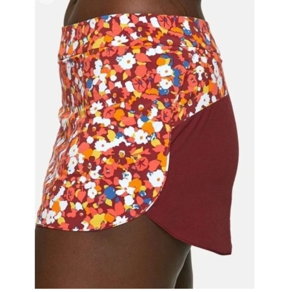 Outdoor Voices Skort Large Burgundy Floral Print Athletic Activewear Mini Hudson